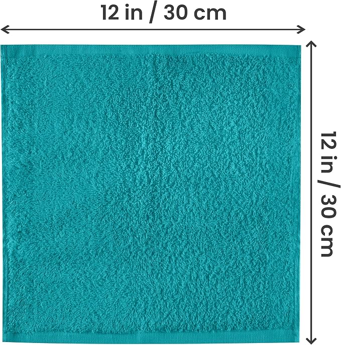 Utopia Towels 24 Pack Washcloths, 12x12 in, 100% Cotton, Turquoise | Premium - Image 2