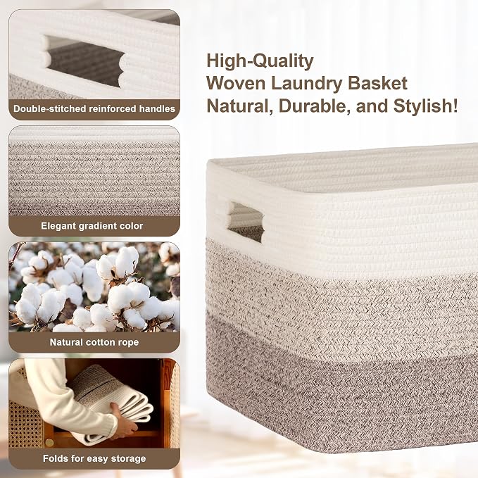 72L Large Woven Laundry Basket Hamper - Image 5