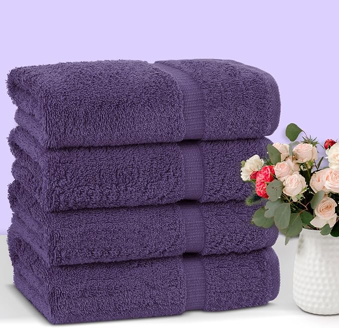 Chakir Turkish Linens 100% Cotton 4-Pack Bath Towels 27x54, Plum | Premium - Image 4