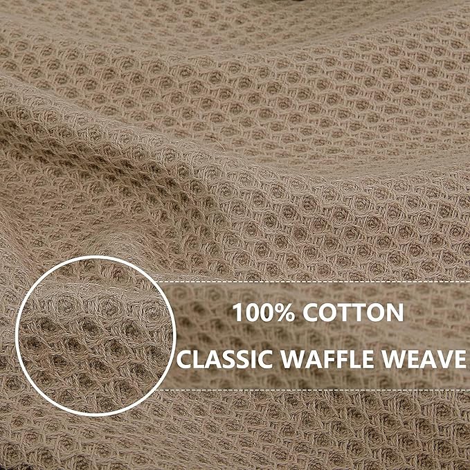 Homaxy 100% Cotton Waffle Weave Kitchen Dish Towels 6-Pack, Tan | 13 x 28 Inches - Image 2