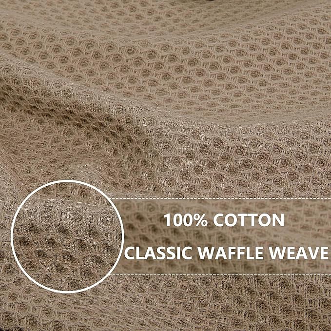 Homaxy 100% Cotton Waffle Weave Kitchen Dish Cloths 8-Pack, Tan | 12 x 12 Inches - Image 2