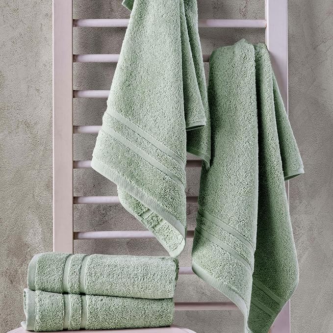 Hawmam Linen Light Green Hand Towels 4 Pack Turkish Cotton Premium Quality Soft - Image 2