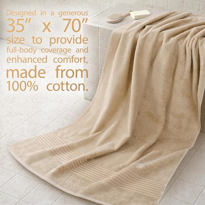 Cotton Paradise 100% Cotton Turkish Towel Set, Soft Absorbent Quick Dry - Image 2