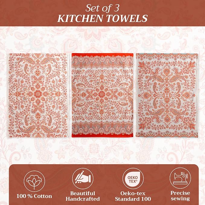 Maison d' Hermine Kitchen Towels Set of 3 Reusable 100% Cotton 27.50" x 20" - Image 2