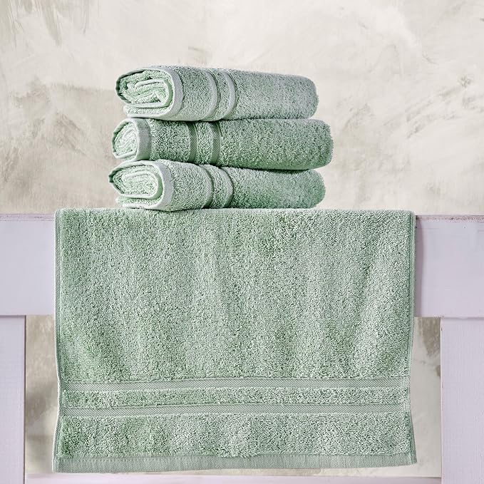 Hawmam Linen Light Green Hand Towels 4 Pack Turkish Cotton Premium Quality Soft - Image 5