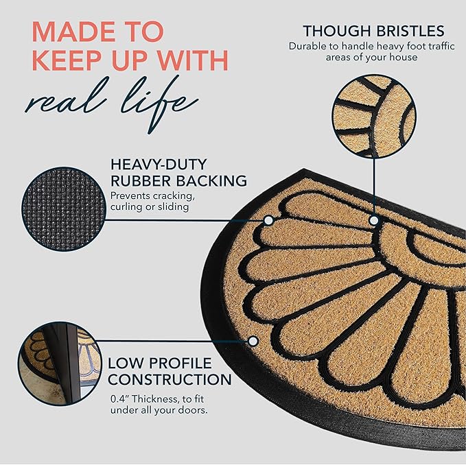 ubdyo Front Door Mat - Low Pile Front Door Mat Outside Entrance - Muddy Dirt Trapping Welcome Matt Outdoor - Rubber Backing Anti Slip Indoor Doormat Entrance, 30" x 17", Bright Yellow