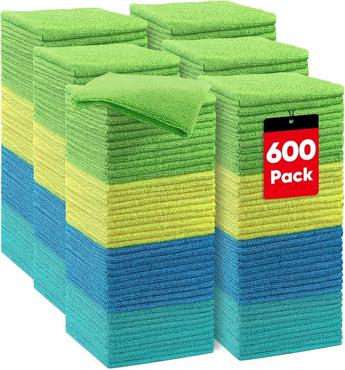HOMEXCEL Microfiber Cleaning Cloth 600 PK, Towels by HOMEXCEL
