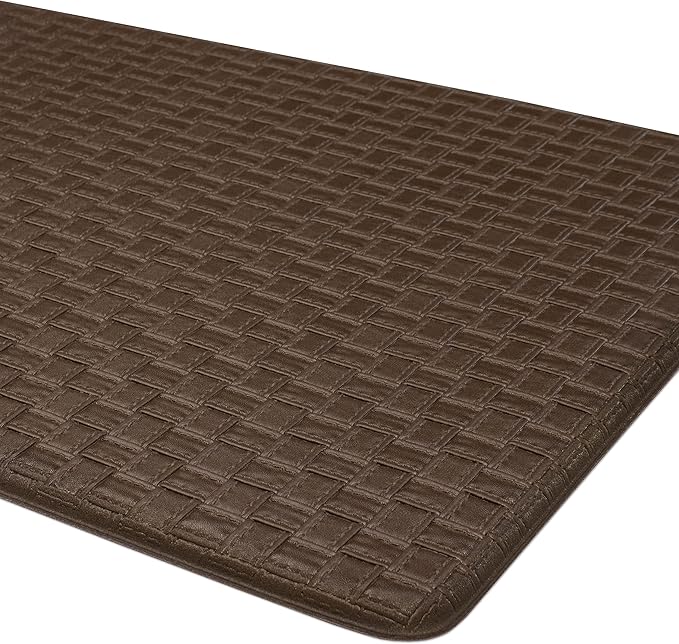 Achim Home Furnishings Woven-Embossed Faux-Leather Anti-Fatigue Mat - 20in x 39in - Espresso