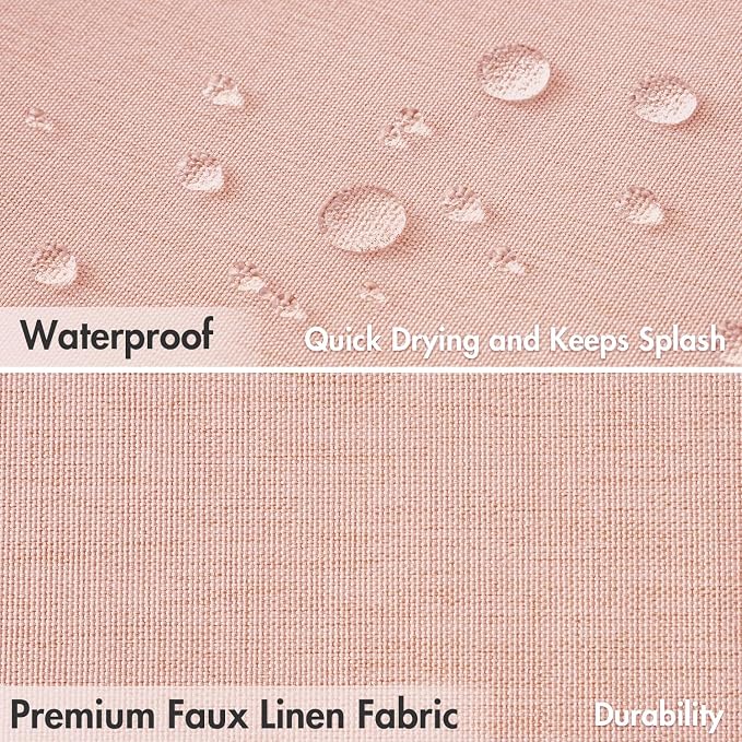MIULEE 72"x84" Extra Long Scalloped Linen Shower Curtain Blush Pink - Image 4