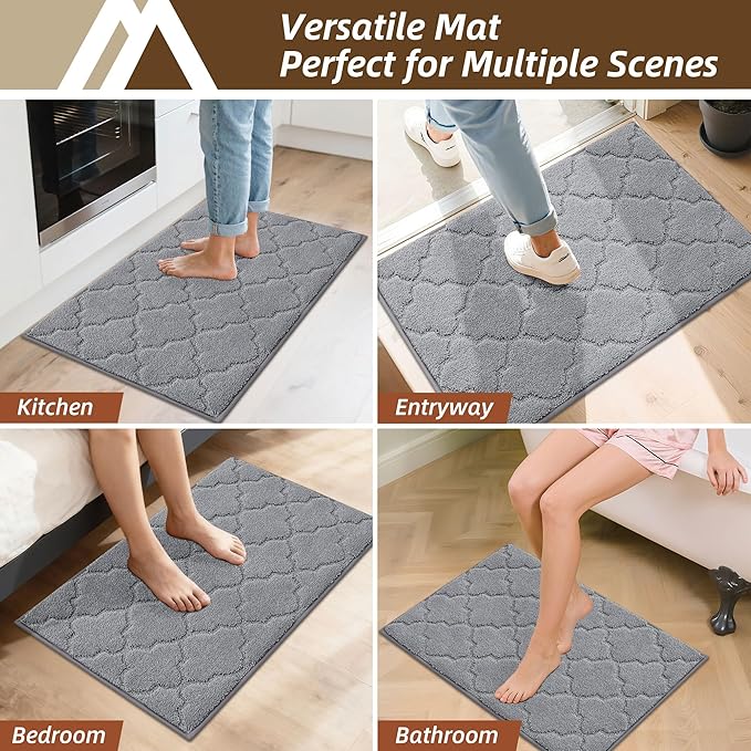 COSY HOMEER Kitchen Rugs 32"x48" Non-Slip Washable Kitchen Mats for Floor Absorbent Kitchen Carpet Soft Rugs for Kitchen,Sink Mat,Entrance,Area Rug,Grey
