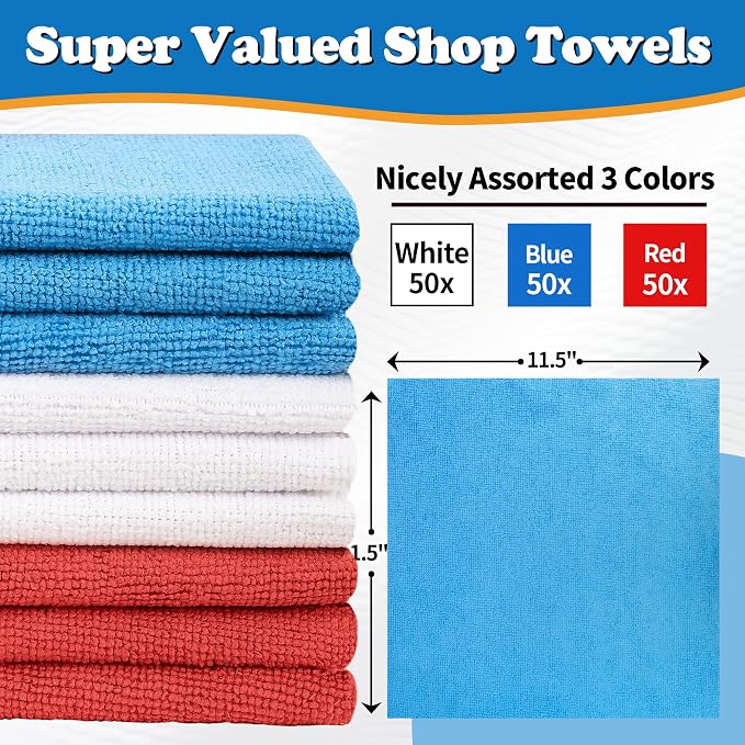 Shop Towels, Microfiber Cleaning Cloth Bulk, Microfiber Towels - Image 2