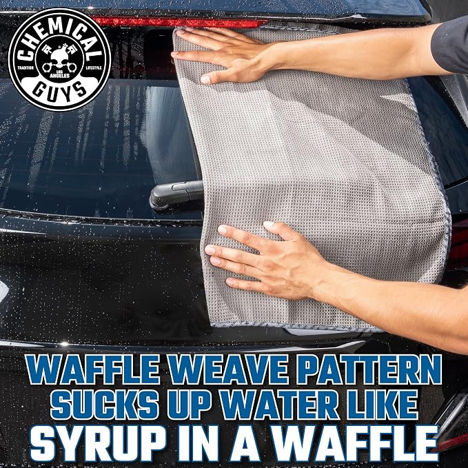 Chemical Guys, Waffle Weave Gray Matter Microfiber Drying Towel, 25 x 36 in - Image 4
