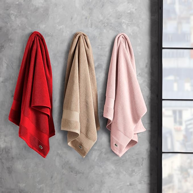 Lacoste Heritage 100% Supima Cotton Bath Sheet 35" x 70", Light Pink | Highly - Image 2