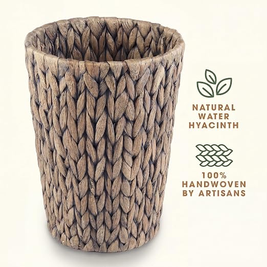 84ECO 2-Pack Small Grey Wicker Trash Cans - Image 4