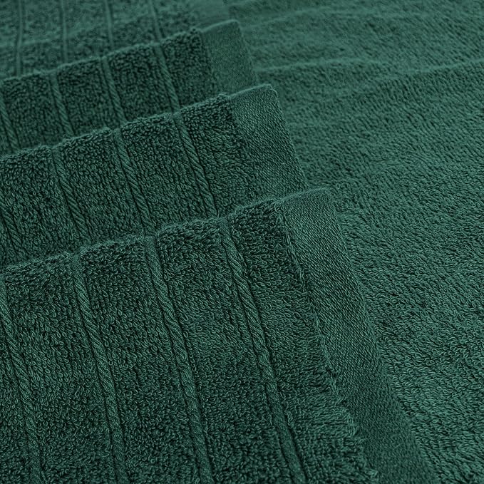 8 Piece Towel Set, 2 XL Bath, 2 Hand, 4 Washcloth, Hunter Green | 100% Cotton - Image 7