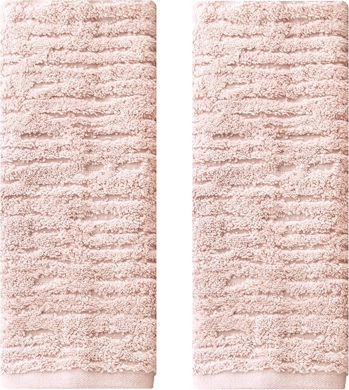 SKL Home CloudSoft Hand Towel Set, 100% Cotton Luxury, Blush Pink | Premium by SKLHomebySaturdayKnightLtd