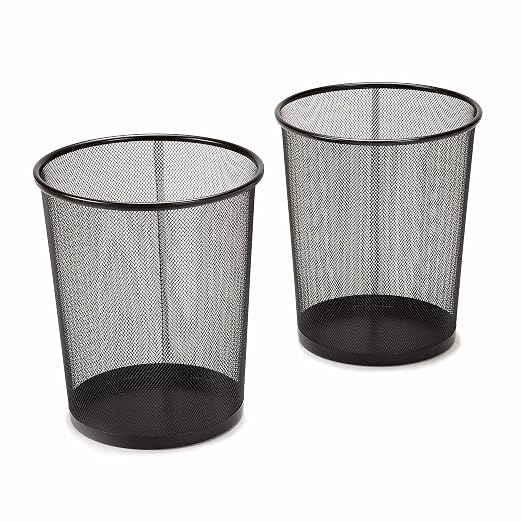 2-Pack 6-Gallon Round Steel Mesh Trash Can, Recycling Wastebasket by SevilleClassics