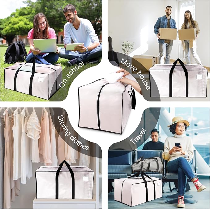 6 Pack Heavy Duty Extra Large Moving Bags W/Backpack Straps - Image 6
