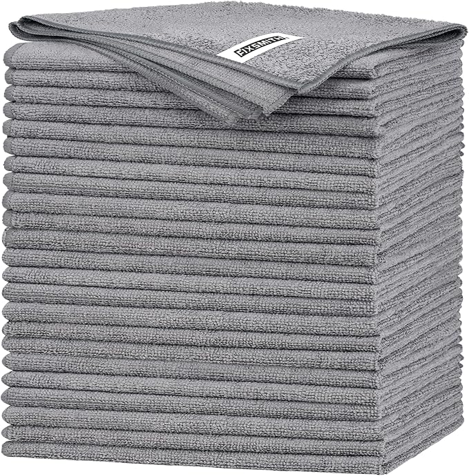 FIXSMITH Grey Microfiber Cleaning Cloth -Pack of 24, Highly Absorbent Cleaning by FIXSMITH