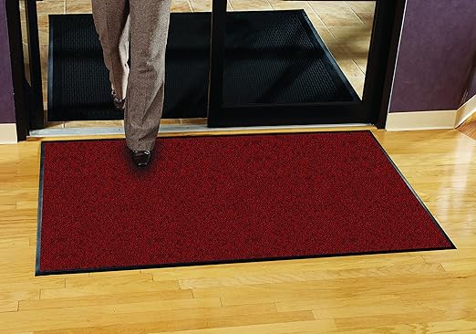 Guardian 94040515 Platinum Series Indoor Wiper Floor Mat, Rubber with Nylon Carpet, 4' x 5', Red