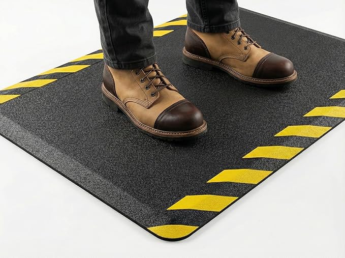 Rhino Mats, Anti-fatigue Mat Industrial, Ergonomic Safety Yellow Floor Mat, 3’ x 5’, Non-Slip Workstation Industrial Floor Mat for Back Pain