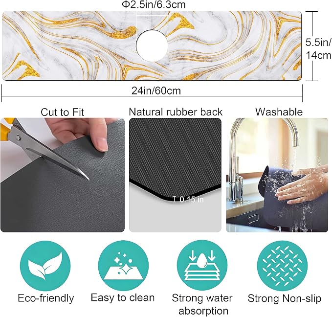 Kitchen Sink Splash Guard Faucet Mat Super Absorbent Fast Drying Mat Sink - Image 5
