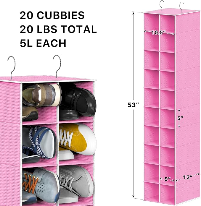 Simple Houseware 20 Section Shelves Hanging Shoes Organizer, 10 Tier, Holds Up - Image 3