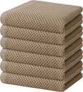Homaxy 100% Cotton Waffle Weave Kitchen Dish Towels 6-Pack, Tan | 13 x 28 Inches by Homaxy
