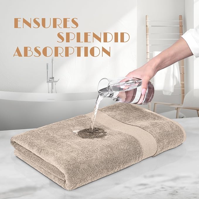 White Classic Wealuxe Taupe Bath Towels 27x54 Inch, Cotton Towel Set - Image 5