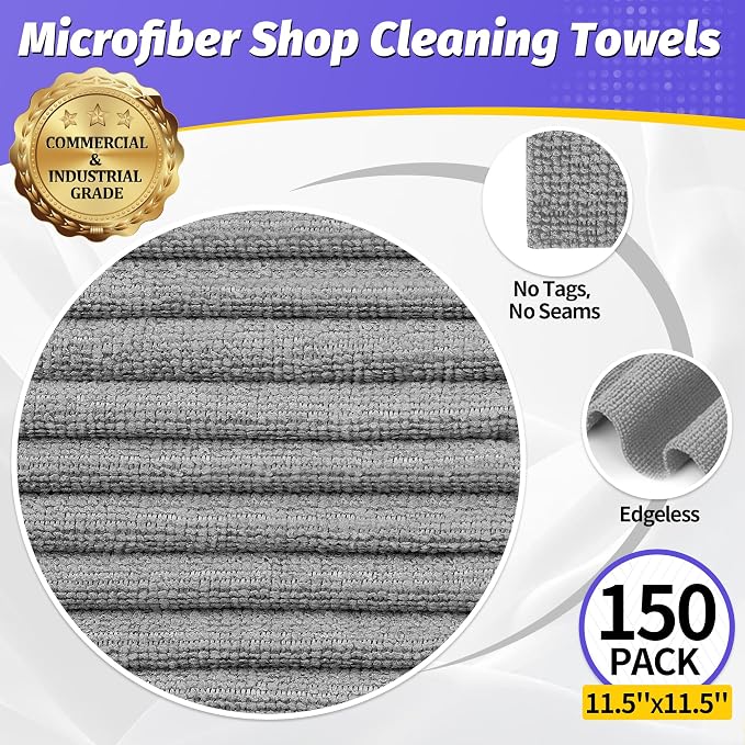Microfiber Cleaning Cloth, 150 Pack Grey Cleaning Rags, Bulk All-Purpose - Image 2