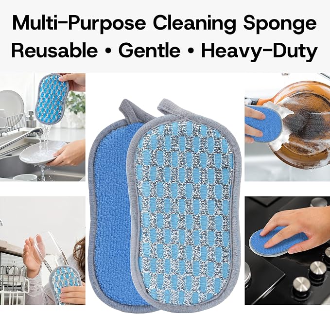 Multi-Purpose Dish Sponge, Dual-Sided Non Scratch Scrub Sponges Kitchen | 12 - Image 3