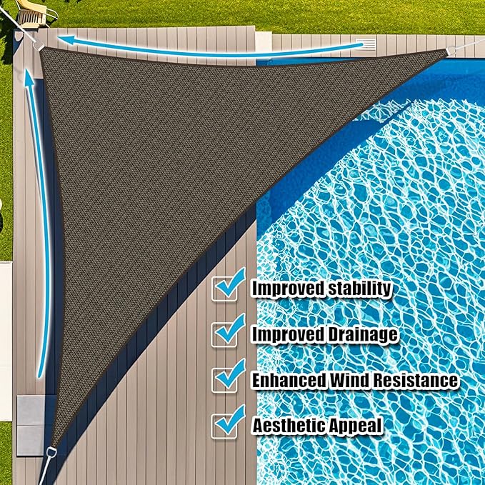 Amagenix Sun Shade Sail 10'X11'X14.9' Curved Edge Outdoor Shade Canopy Mocha Breathable 95% UV Block Shade Cloth for Patio Garden Backyard (We Make Custom Size)