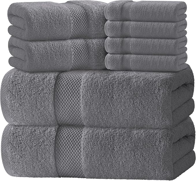 White Classic Luxury Bath Towel Set of 8 Pieces by WhiteClassic