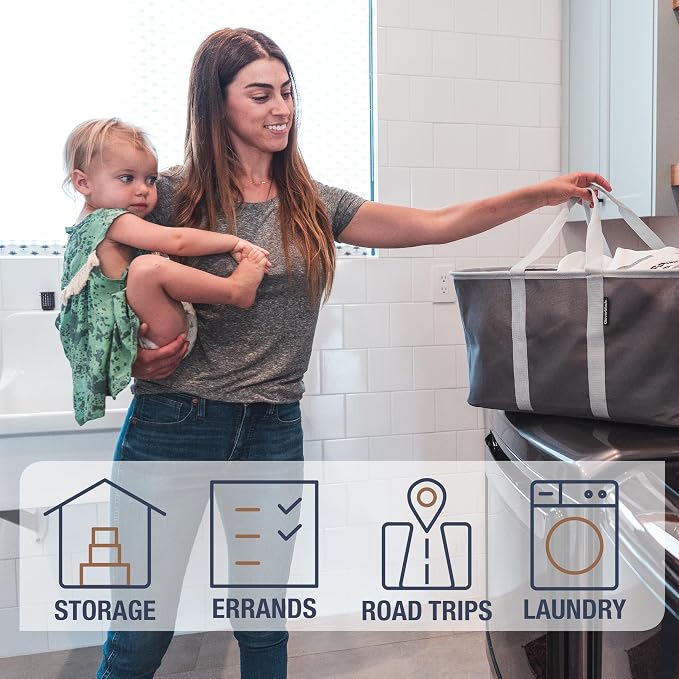 CleverMade Collapsible Laundry Tote, 50L Carry-All Tote, 2 Pack - Image 3