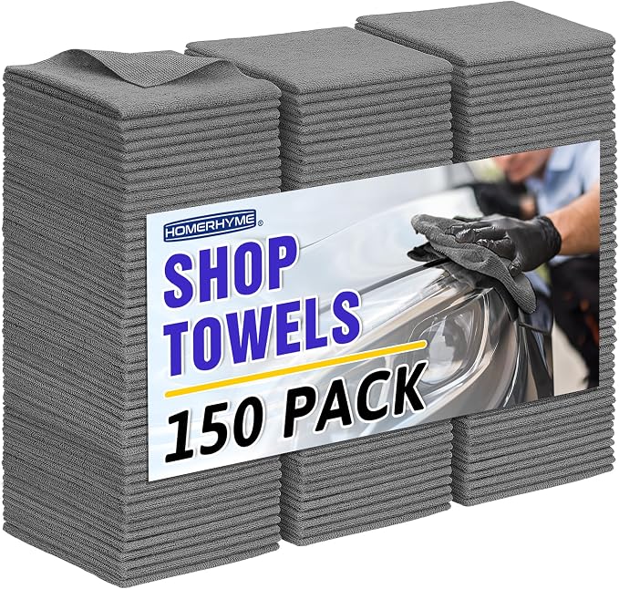 Microfiber Cleaning Cloth, 150 Pack Grey Cleaning Rags, Bulk All-Purpose by HOMERHYME