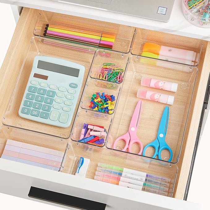 Vtopmart 66 PCS Clear Plastic Drawer Organizers Set, Vanity Organizer Trays | - Image 4