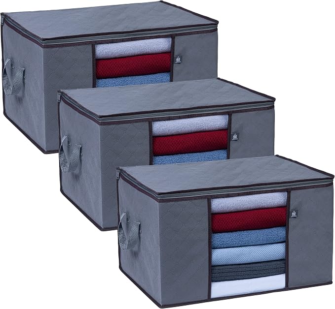 VENO 3 Pack Extra Large Clothes Storage Bag w/Reinforced Handle 24 Gallon | by Veno