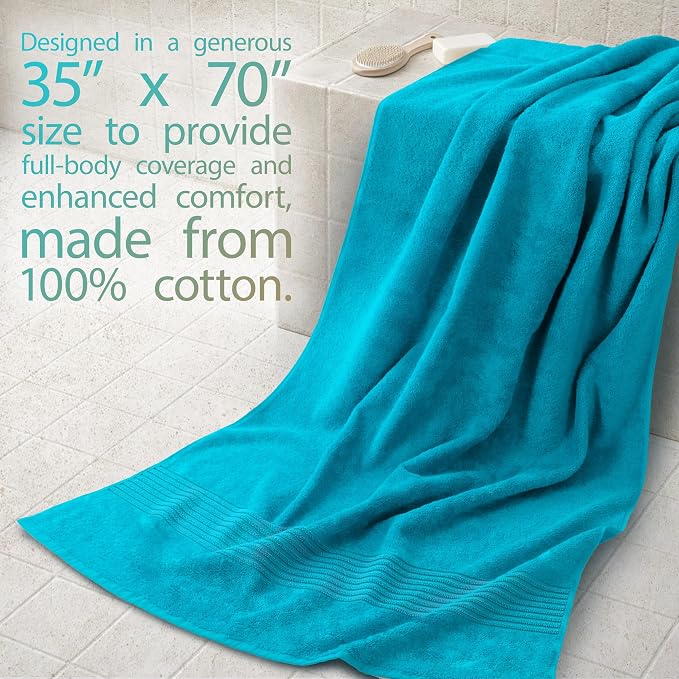 Cotton Paradise 100% Cotton Turkish Towel Set, Soft Absorbent Quick Dry - Image 2