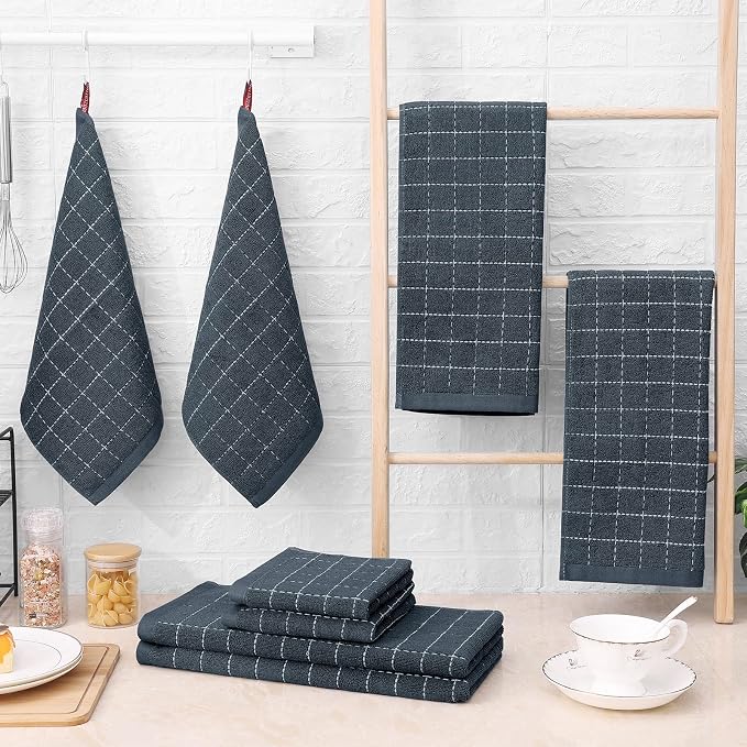 Homaxy Kitchen Towels and Dishcloths Set, Dark Grey - Image 8
