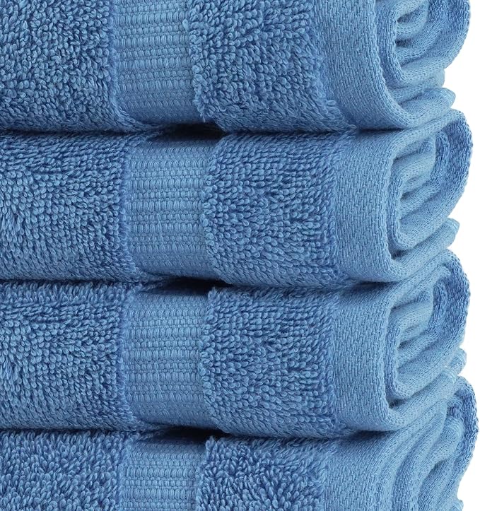 Chakir Turkish Linens 100% Cotton 4-Pack Washcloths 13x13, Wedgewood | Premium - Image 3
