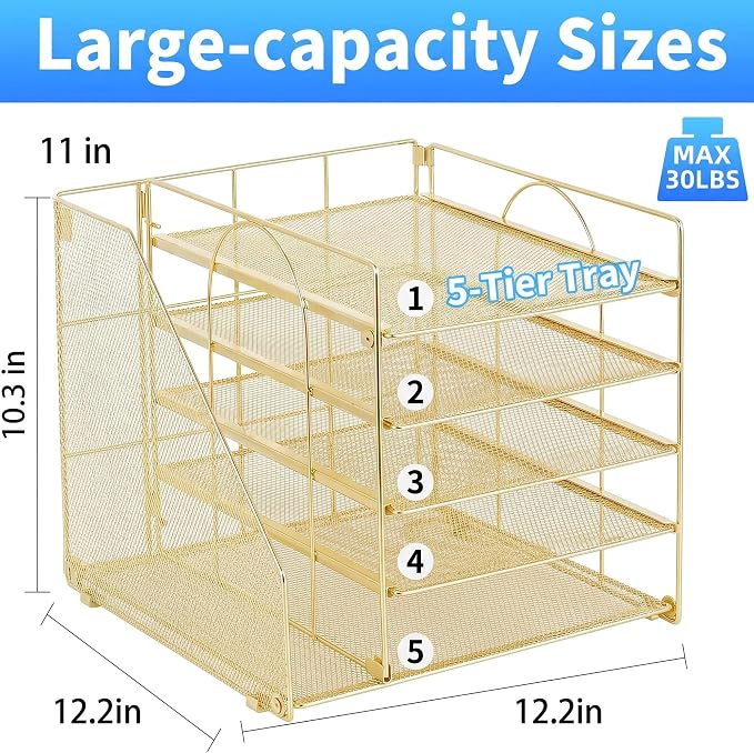 OPNICE Desk Organizer, 5-Tier Paper Organizer Letter Tray, Office Desk - Image 6