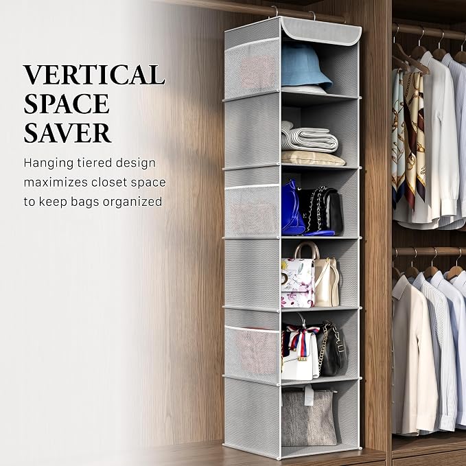 Simple Houseware 6 Shelf Hanging Closet Organizer, Top Support Metal Frame - Image 7