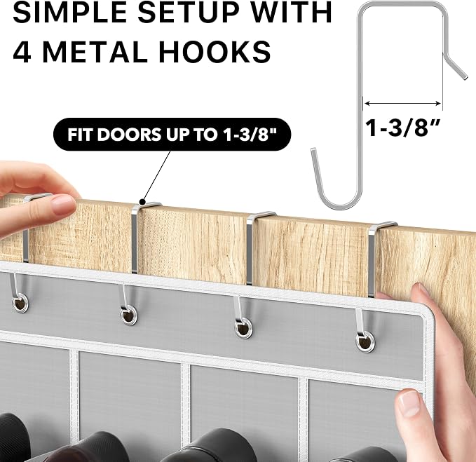 Simple Houseware 24 Pockets Clear Over the Door Shoe Organizer, 4 Durable Metal - Image 3