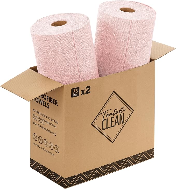 Fantasticlean Microfiber Cleaning Cloth Rolls- 150 Sheets | 12'' by 12'' by Fantasticlean