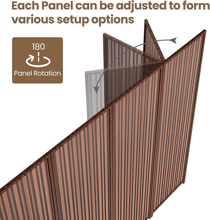8 Panel Room Divider and Extra Wide Folding Privacy Screen, 126" W x 67" H, Bamboo Room Divider for Room Separation
