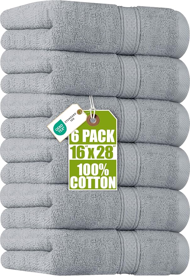 Utopia Towels 6 Pack Premium Hand Towels 16x28 in 600 GSM Cotton Cool Grey | by Unknown