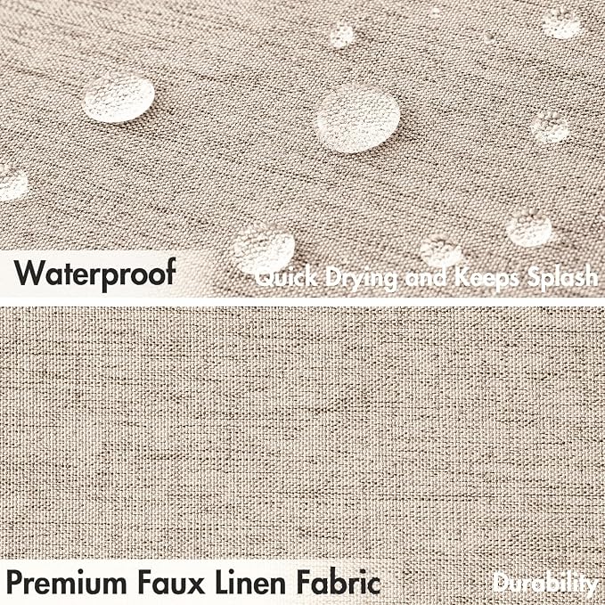 MIULEE 72"x96" Extra Long Scalloped Linen Shower Curtain Beige - Image 4