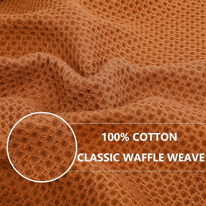 Homaxy 100% Cotton Waffle Weave Kitchen Dish Towels 4-Pack, Burnt Orange | 13 x - Image 2