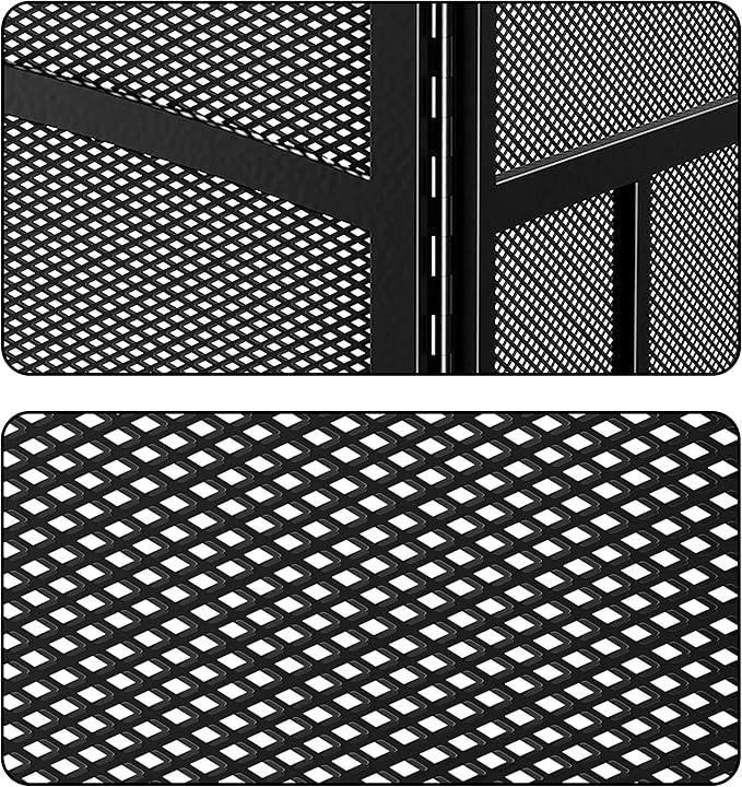 Fire Beauty Fireplace Screen 3 Panel Wrought Iron 48"(L) x 29"(H) Spark Guard Cover(Sanded Black)