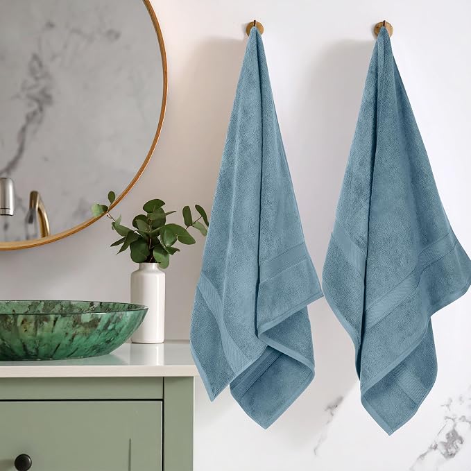 Superior Egyptian Cotton Plush & Absorbent, Bath Towel Set of 2, Denim Blue | - Image 2